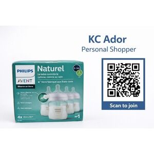 Philips Avent Natural Glass Baby Bottle 4oz 4 Pack 0-3m SCY910/04 Made in USA